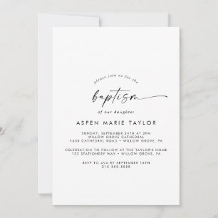 Modern Script Baptism Einladung