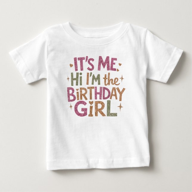 Modern Script Birthday Girl Baby Baby T-shirt (Vorderseite)