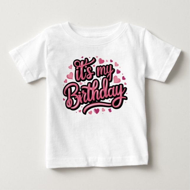 Modern Script Birthday Girl Baby Baby T-shirt (Vorderseite)