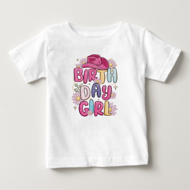 Modern Script Birthday Girl Baby T-shirt (Vorderseite)