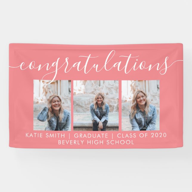 Modern Script Calligraphy 3 Foto Abschluss Banne Banner (Horizontal)