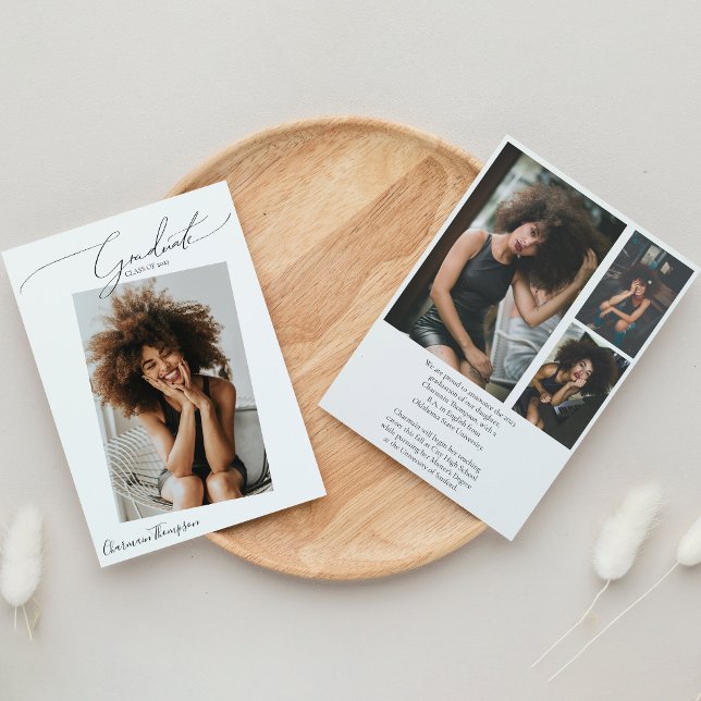 Modern Script Calligraphy 4 Foto Abschluss Ankündigung (Von Creator hochgeladen)