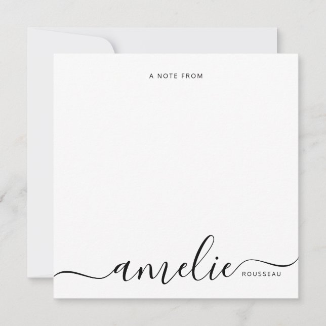 Modern Script Calligraphy Monogram Blush Pink Mitteilungskarte (Vorderseite)