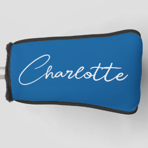 Modern Script Calligraphy Name Simple Bright Blue Golf Headcover