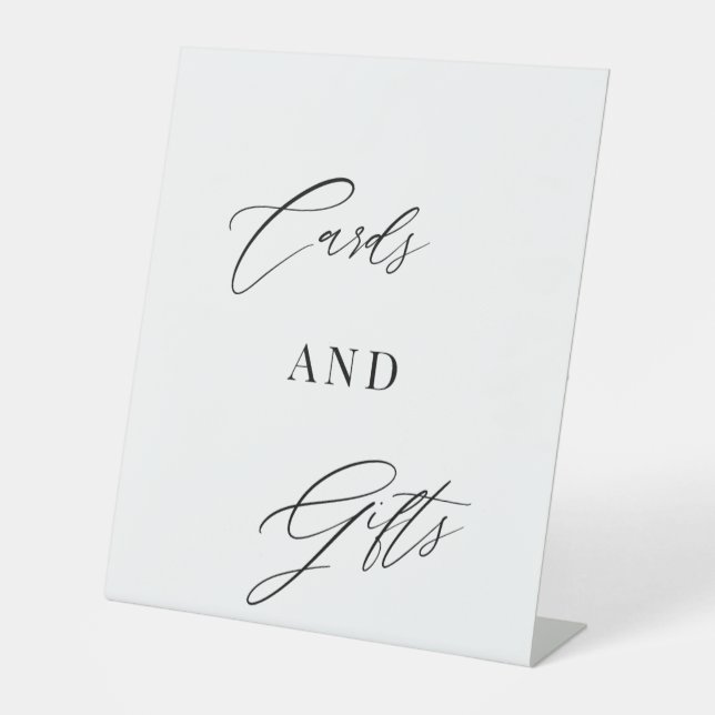 Modern Script | Cards & Gifts Wedding Tabletop Sockelschild (Vorderseite)