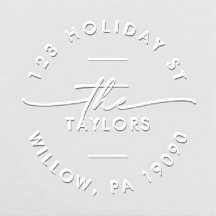 Modern Script Christmas Card Circle Address