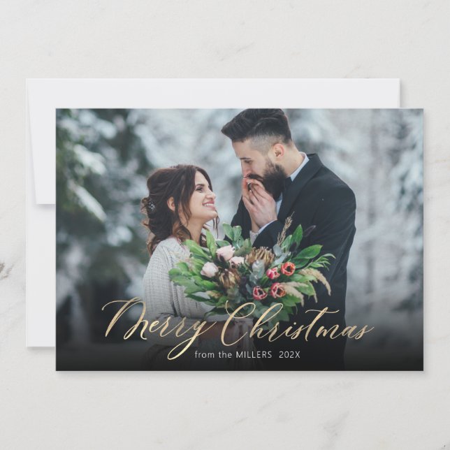 Modern Script Christmas Tree 2 Foto Weihnachten (Vorderseite)