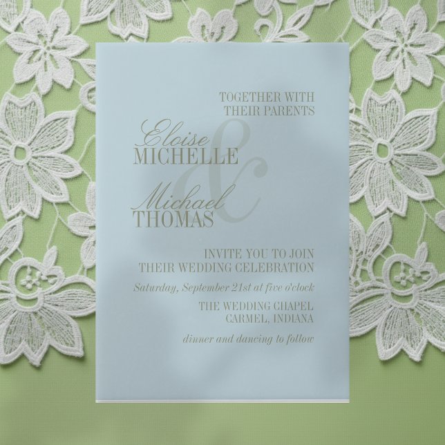 Modern Script Citrus Blue Formal Wedding (Invite guest to your big day with this Modern Script Citrus Blue Formal Wedding Vellum Invitations! )