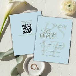 Modern Script Citrus Blue Formal Wedding  RSVP Karte