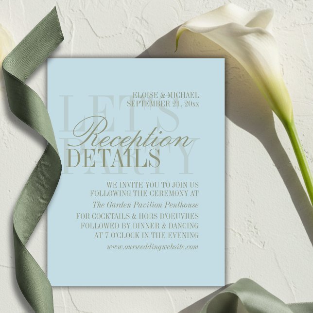 Modern Script Citrus Blue Wedding Details Begleitkarte (Modern Script Citrus Blue Wedding Details Enclosure Card)