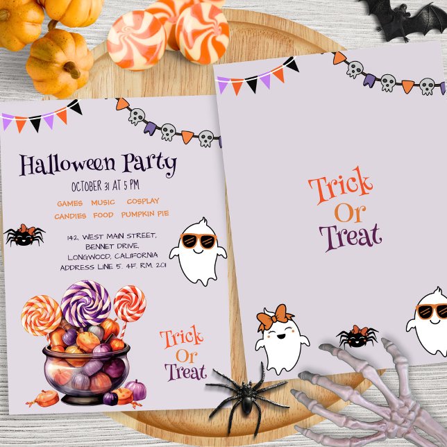 Modern Script Colorful Candy Kids Halloween-Party Einladung (Von Creator hochgeladen)