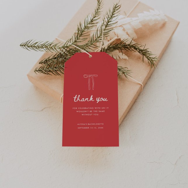 Modern Script Coquette Bow Bachelorette Thank You Geschenkanhänger (Von Creator hochgeladen)