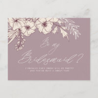 Modern Script Creme Floral Bridesmaid Postcard