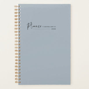 Modern Script Dusty Blue Weekly Monthly Planer