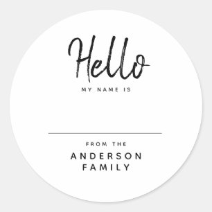 Modern Script Einfache Familienname Runder Aufkleber