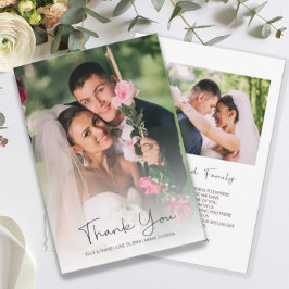 Modern Script Elegant Wedding Photo 2 Sides  Dankeskarte