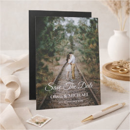 Modern Script Elegant Wedding Photo Save The Date Magneteinladung