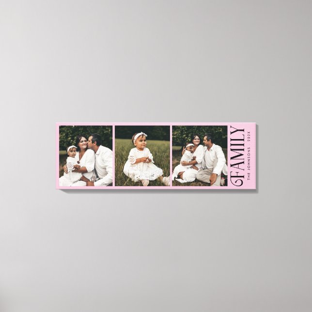 Modern Script Family Custom 3 Photos Name  Leinwanddruck (Vorderseite)