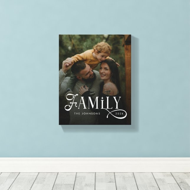 Modern Script Family Custom Photo Name  Leinwanddruck (Insitu (Holzboden))