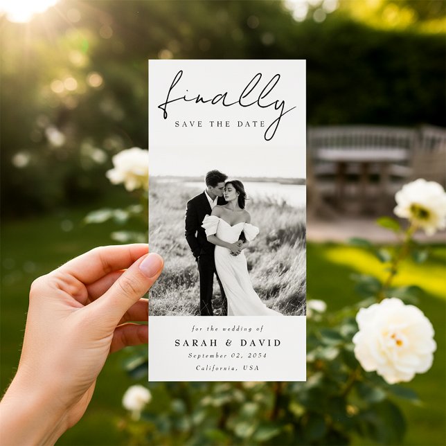 Modern Script Finally Bookmark Classic Photo Save Save The Date (Von Creator hochgeladen)