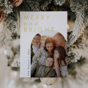 Modern Script Foil Arch Foto Family Holiday Card Folien Feiertagskarte