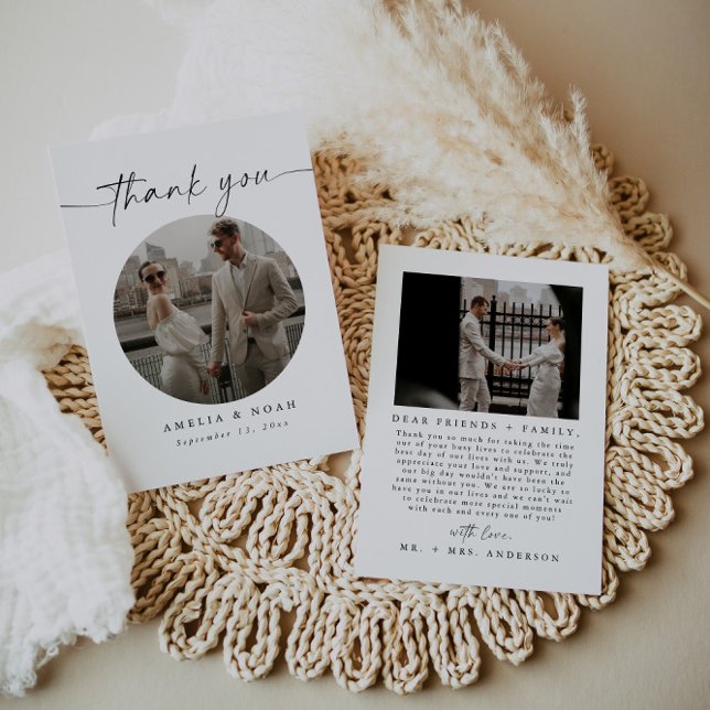 Modern Script Foto Wedding Thank You Card Einladung (Von Creator hochgeladen)