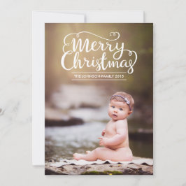 Modern Script Frohe Weihnachtsfotokarte Feiertagskarte