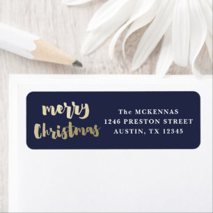 Modern Script Gold Frohe Weihnachten Rücksendeadre