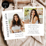Modern Script Graduate 2 Photo Graduation Einladung<br><div class="desc">Celebrate your graduate’s milestone with this Modern Script 2 Photo Graduation Announcement, designed to beautifully showcase seven favorite photos in a clean, modern layout. Featuring elegant flowing script paired with minimalist typography, this personalized announcement highlights special memories while sharing the exciting news with family and friends. Perfect for high school...</div>