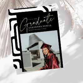 Modern Script Graduate Foto Geometric Abschluss Folieneinladung