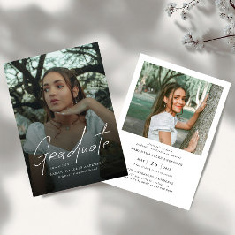 Modern Script Graduate Photo Graduation Party Einladung