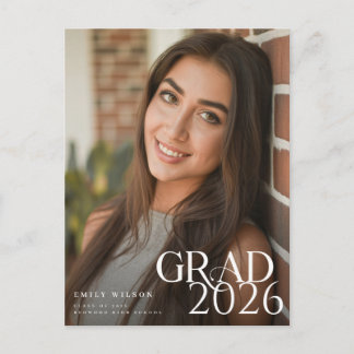 Modern Script Graduate Simple Photo Graduation Postkarte