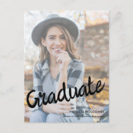 Modern Script Graduate Simple Photo Graduation  Postkarte