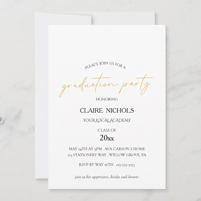 Modern Script Graduation Party Invitation (Devant)