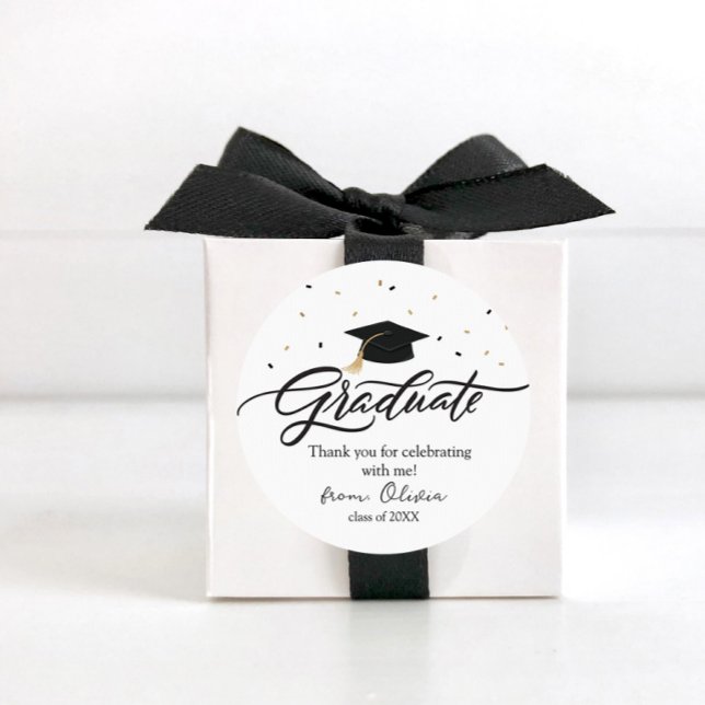 Modern Script Graduation Thank You Sticker (Von Creator hochgeladen)