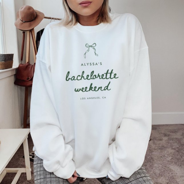 Modern Script Green Coquette Bachelorette Weekend Sweatshirt (Von Creator hochgeladen)