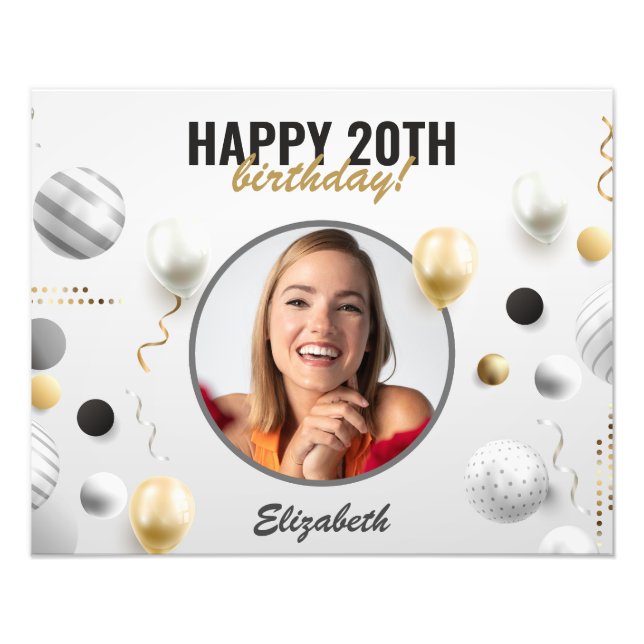 Modern Script Happy Birthday Custom Foto Gift (Vorne)