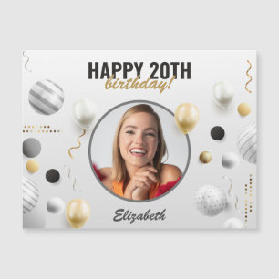 Modern Script Happy Birthday Custom Foto Gift Magnetkarte