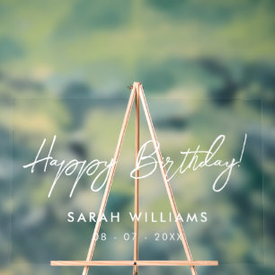 Modern Script Happy Birthday Transparent Acrylschild