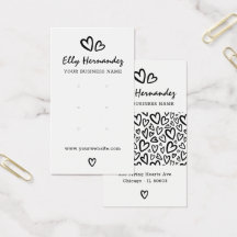 Modern Script Heart Earring Juwelier Display Card
