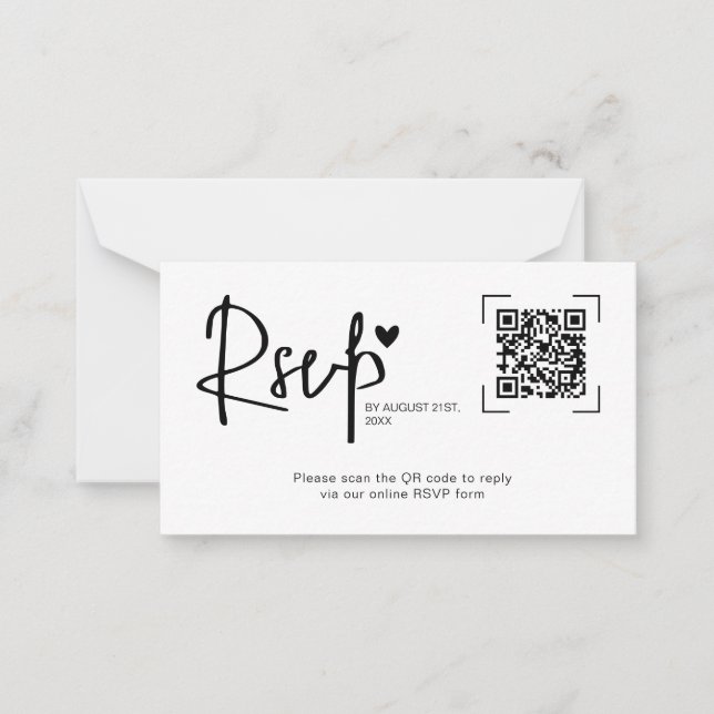 Modern Script Heart Wedding Online RSVP Cards Mitteilungskarte (Vorderseite)