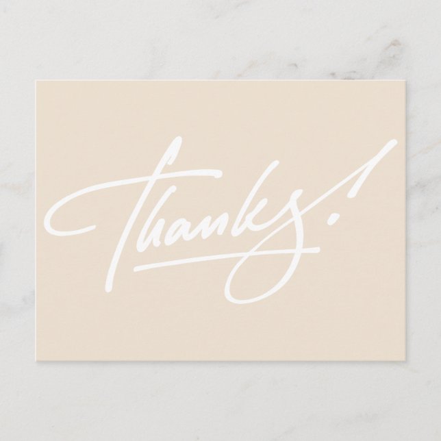 Modern Script Ivory Danke You Card Postkarte (Vorderseite)