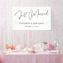 Modern Script 'Just Married' Banner - Personalisie