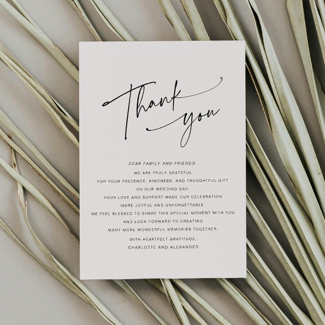 Modern Script Light Pink Wedding Danke Karte (Von Creator hochgeladen)