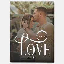 Modern Script Love Custom Engaged Couples Photo