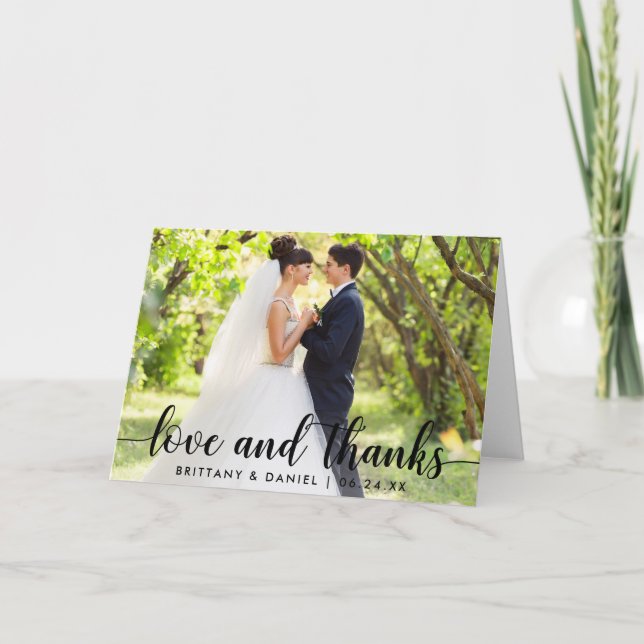 Modern Script Love et Merci Couple Mariage Pold (Devant)