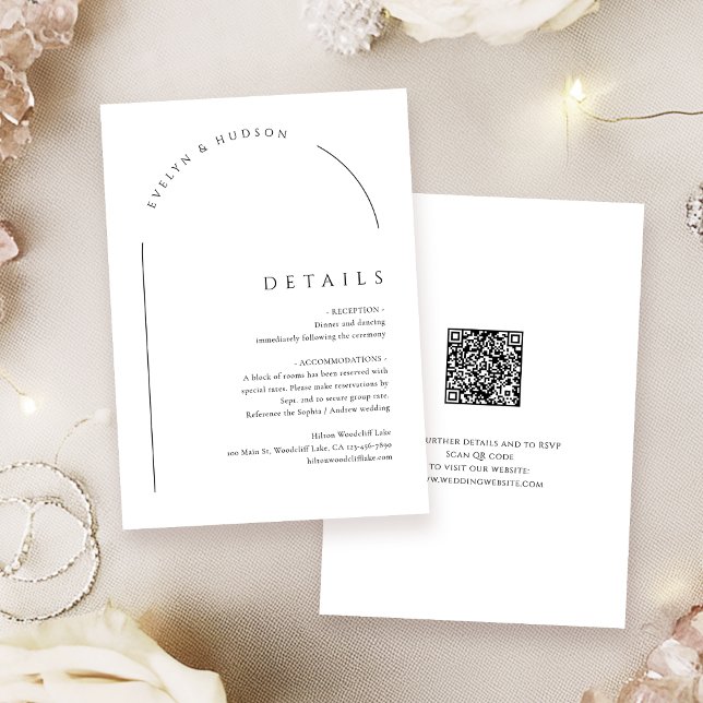 Modern Script Minimalist Arch QR code Details Mitteilungskarte (Modern Script Minimalist Arch QR code Details Note Card)