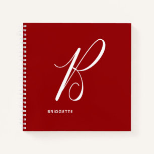 Modern Script Monogram Initial B Red Notizbuch