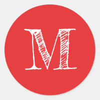 Modern Script Monogram Initial Bright Red