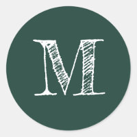 Modern Script Monogram Initial Dunkelgrün